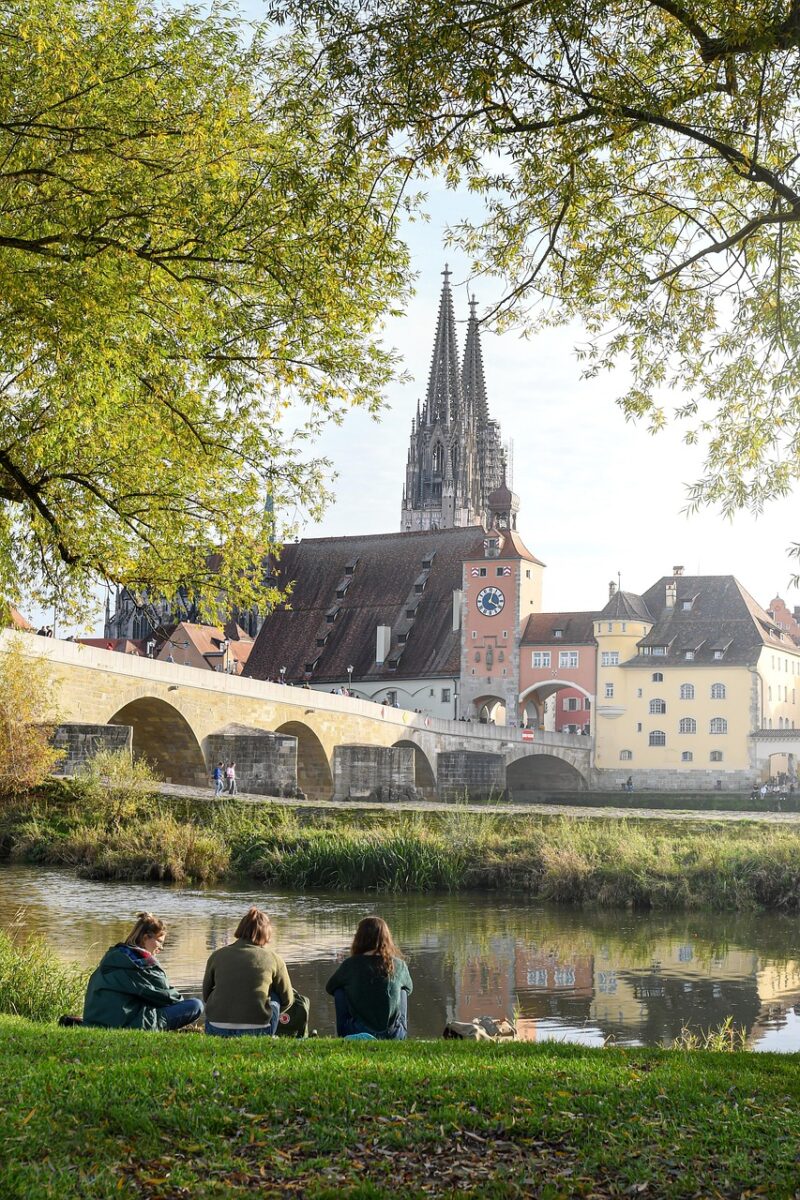 women, park, leisure, outdoors, regensburg, river, germany, bavaria